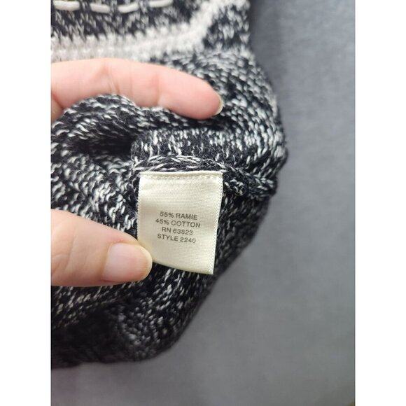 Christopher & Banks Hand Embroidered Button-Up Cardigan Sweater Medium Black & W - Picture 3 of 5